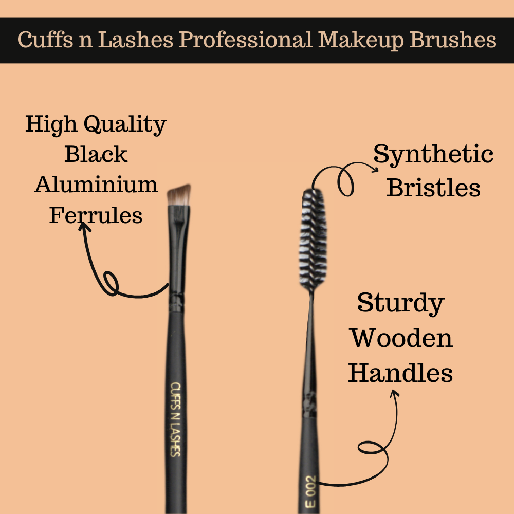 Cuffsnlashes Makeup Brushes E002 - Fine Angled Brow Brush & Spoolie