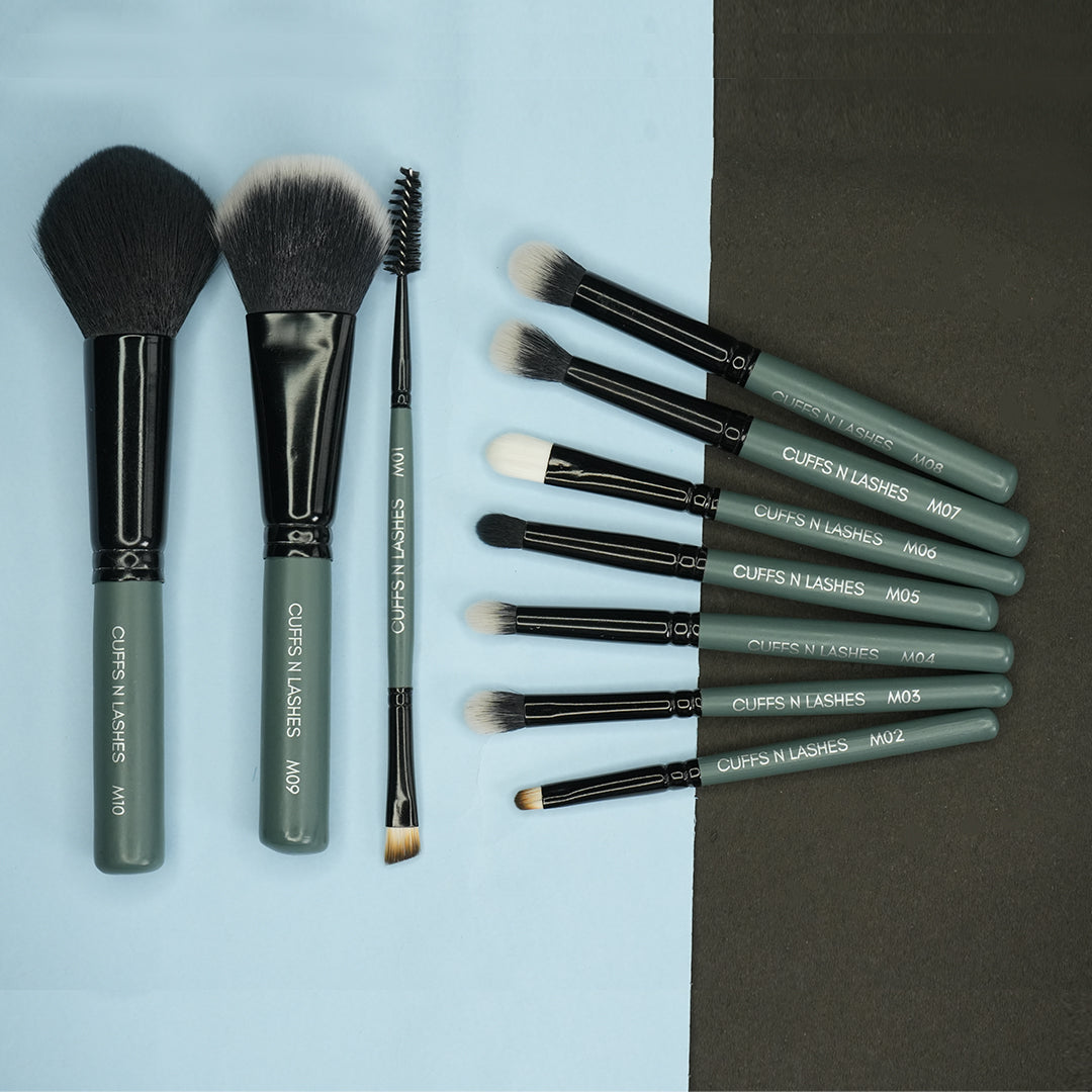 Cuffs N Lashes Mini Makeup Brushes Set Of 10