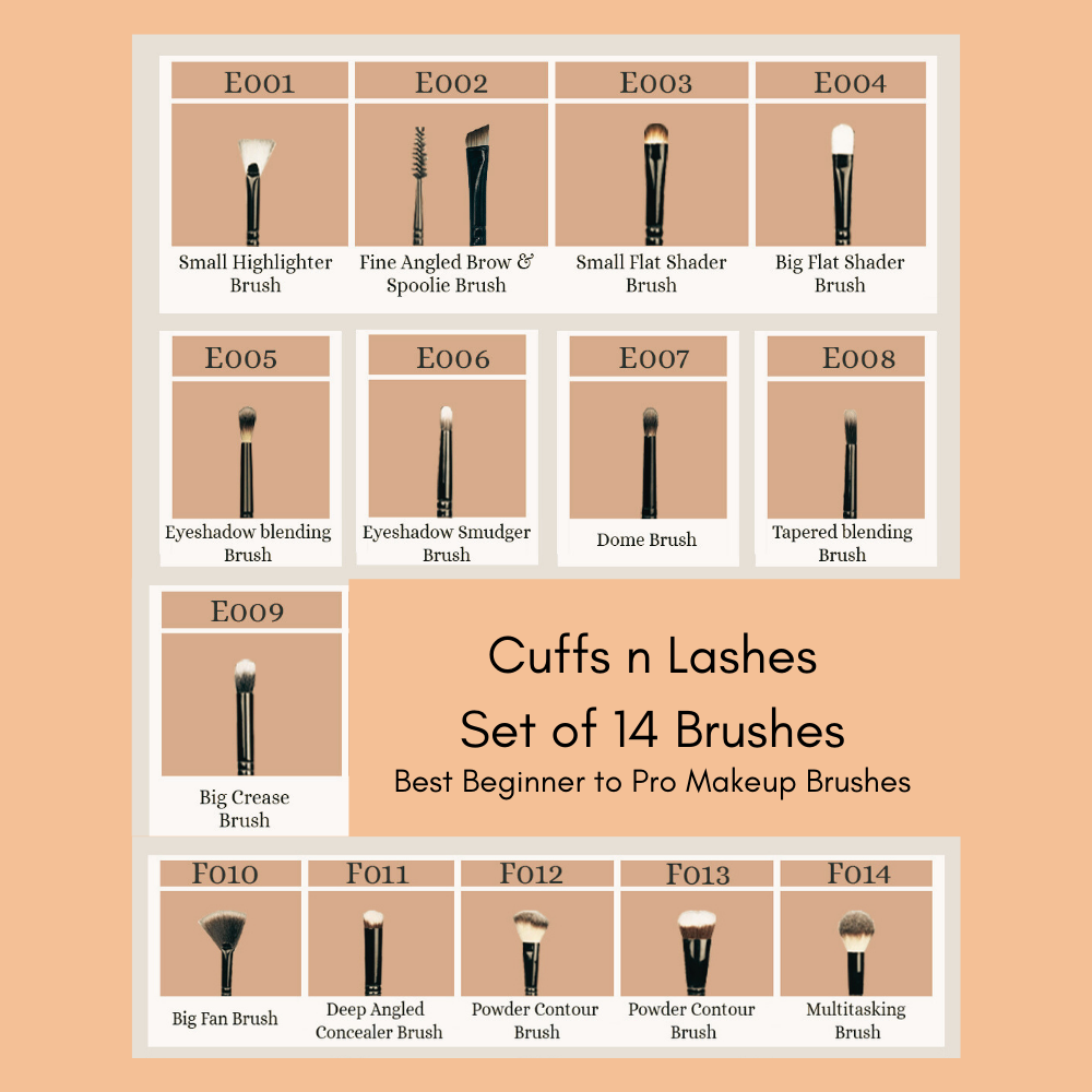 Cuffsnlashes Makeup Brushes E002 - Fine Angled Brow Brush & Spoolie