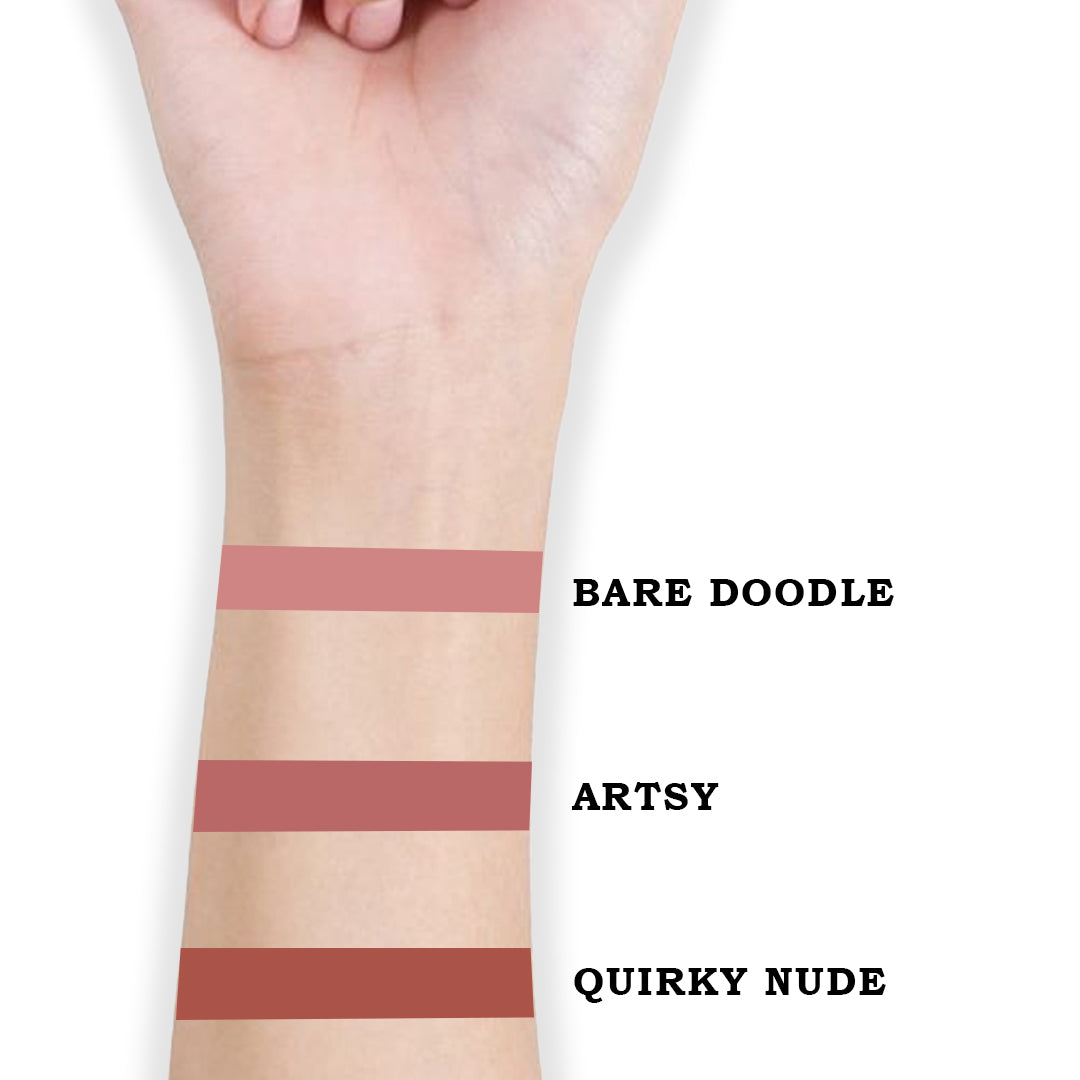 Cuffs N Lashes Doodle Lips Mini Creamy Matte Lipsticks (Set of 3)