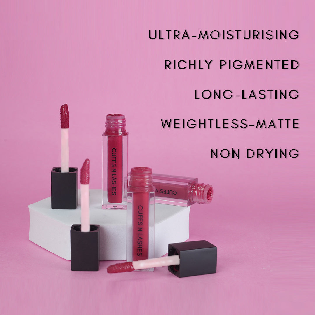 Cuffs N Lashes Matte Mini Liquid Lipstick Extra (Set of 3)