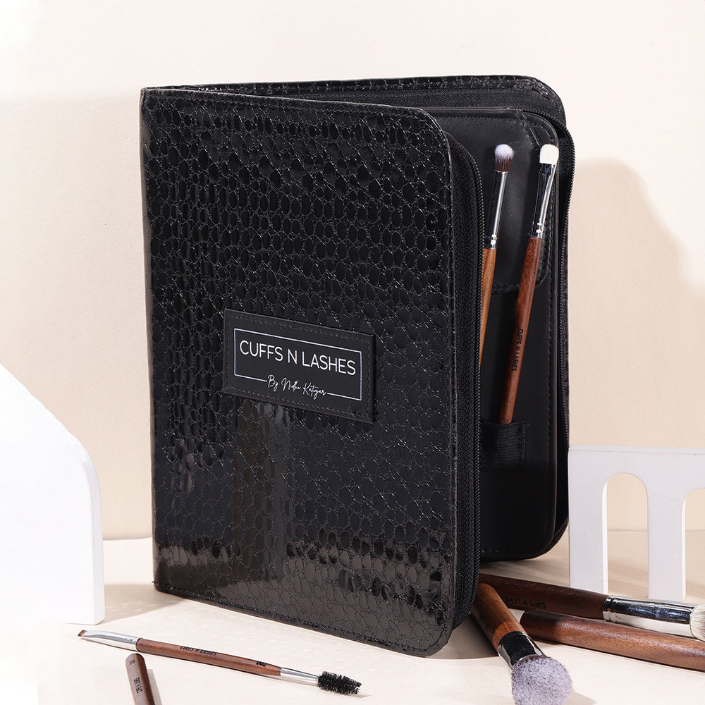 Cuffs N Lashes Zipper Brush Case (Without brushes), Black
