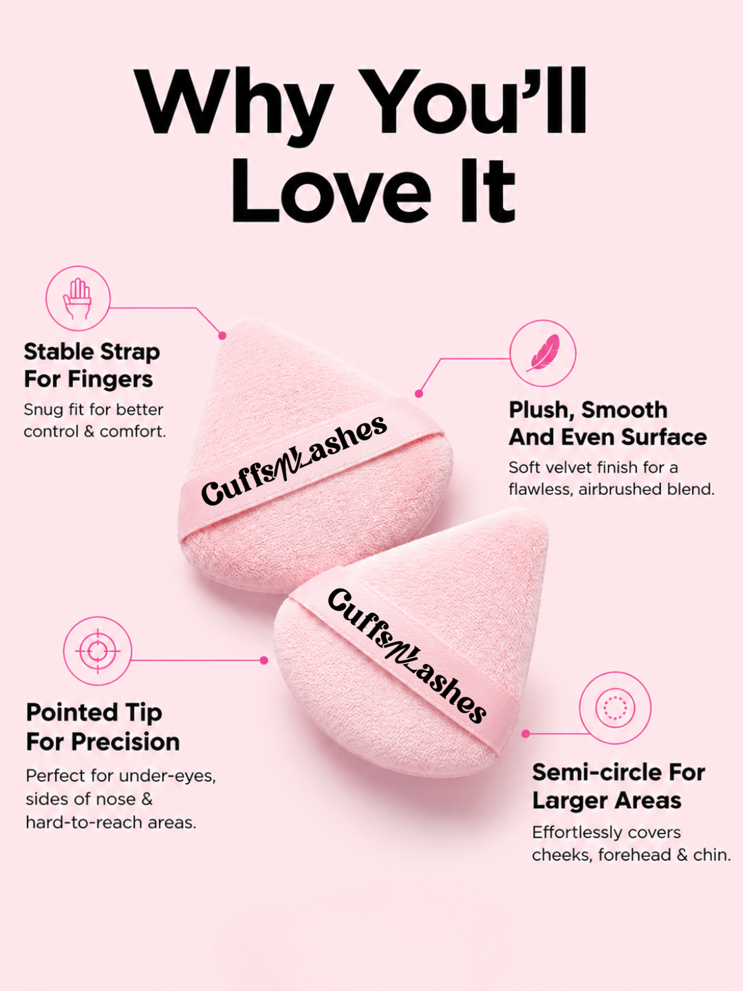 Cuffs N Lashes Pizza Puff - Soft Velvet Makeup Puff