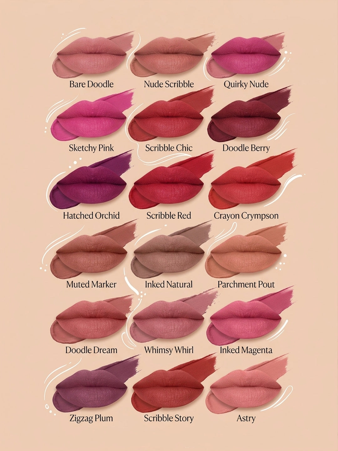 Cuffs N Lashes Doodle Mini Creamy Matte Lipstick SETS