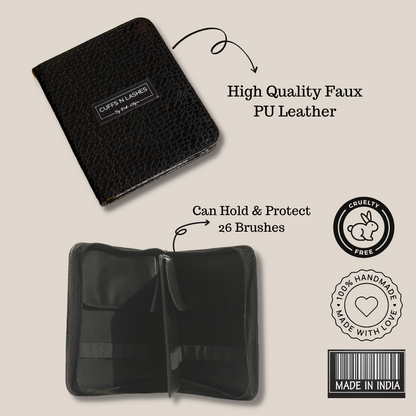 Cuffs N Lashes Zipper Brush Case (Without brushes), Black