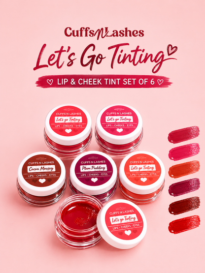 Cuffs N Lashes Let’s Go Tinting Set of 6 – Mini  Lip, Cheek & Eye Tints