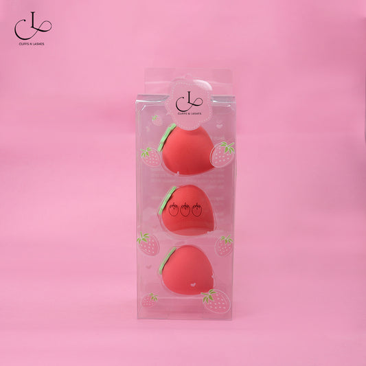 Cuffs N Lashes Makeup Blender/Sponge Set of 3 - Strawberry