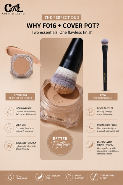 CUFFS N LASHES Coverpot + F016 Flawless Base Duo | Pick you shade