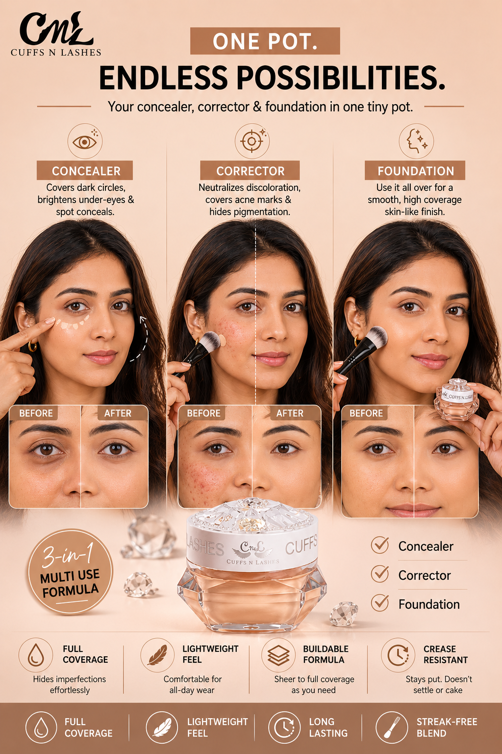 CUFFS N LASHES Coverpot + F016 Flawless Base Duo | Pick you shade