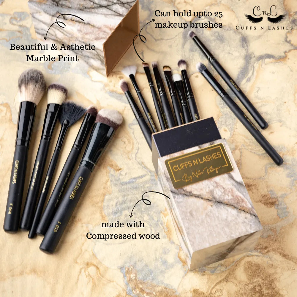 Cuffs N Lashes Marble Makeup Brush Holder (Without Brushes)