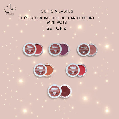 Cuffs N Lashes Let’s Go Tinting Set of 6 – Mini  Lip, Cheek & Eye Tints