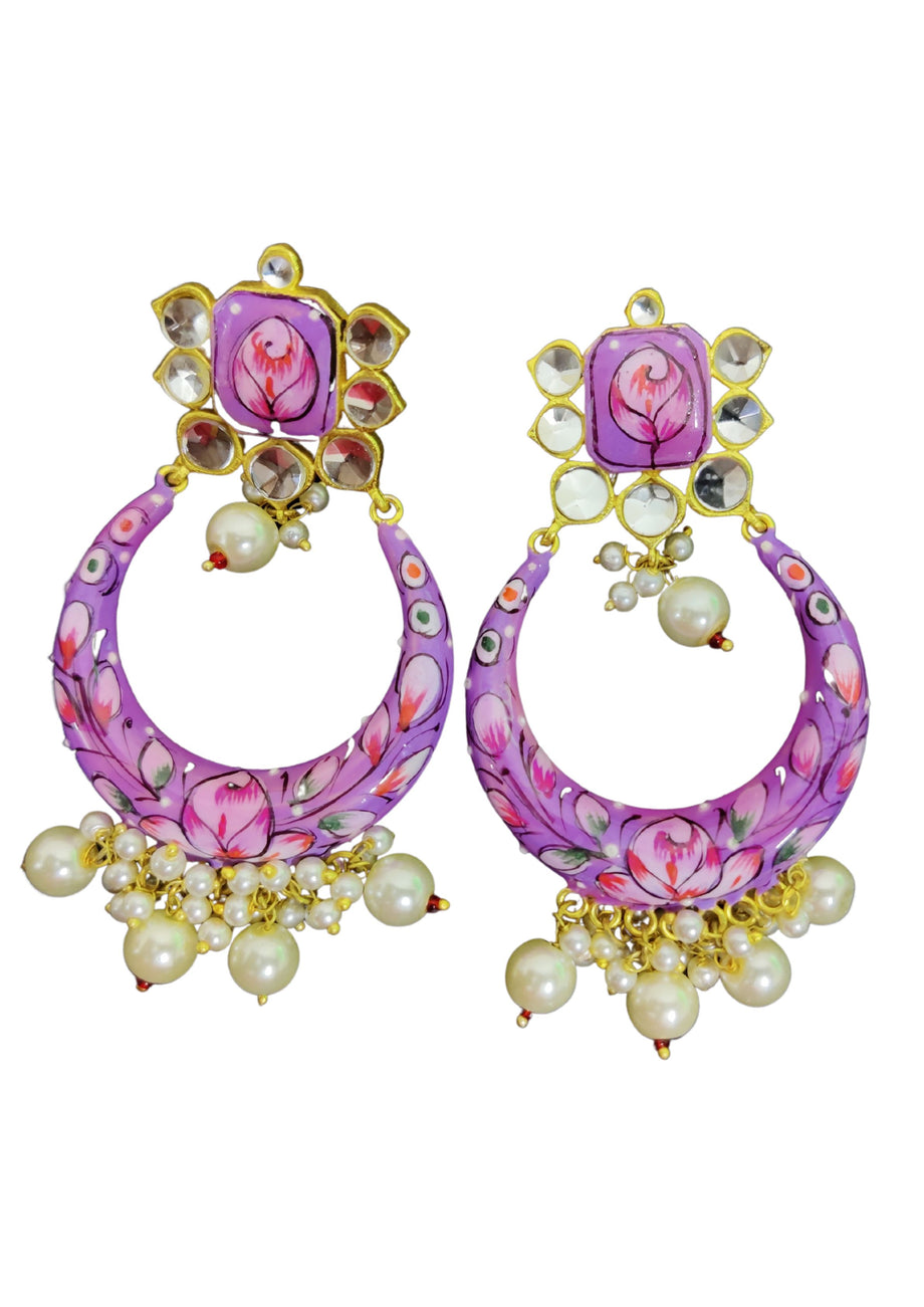 Pink Kundan Jhumka Earrings/ Meenakari Jhumka /off White - Etsy | Pakistani  earrings, Beaded jewelry designs, Kundan earrings