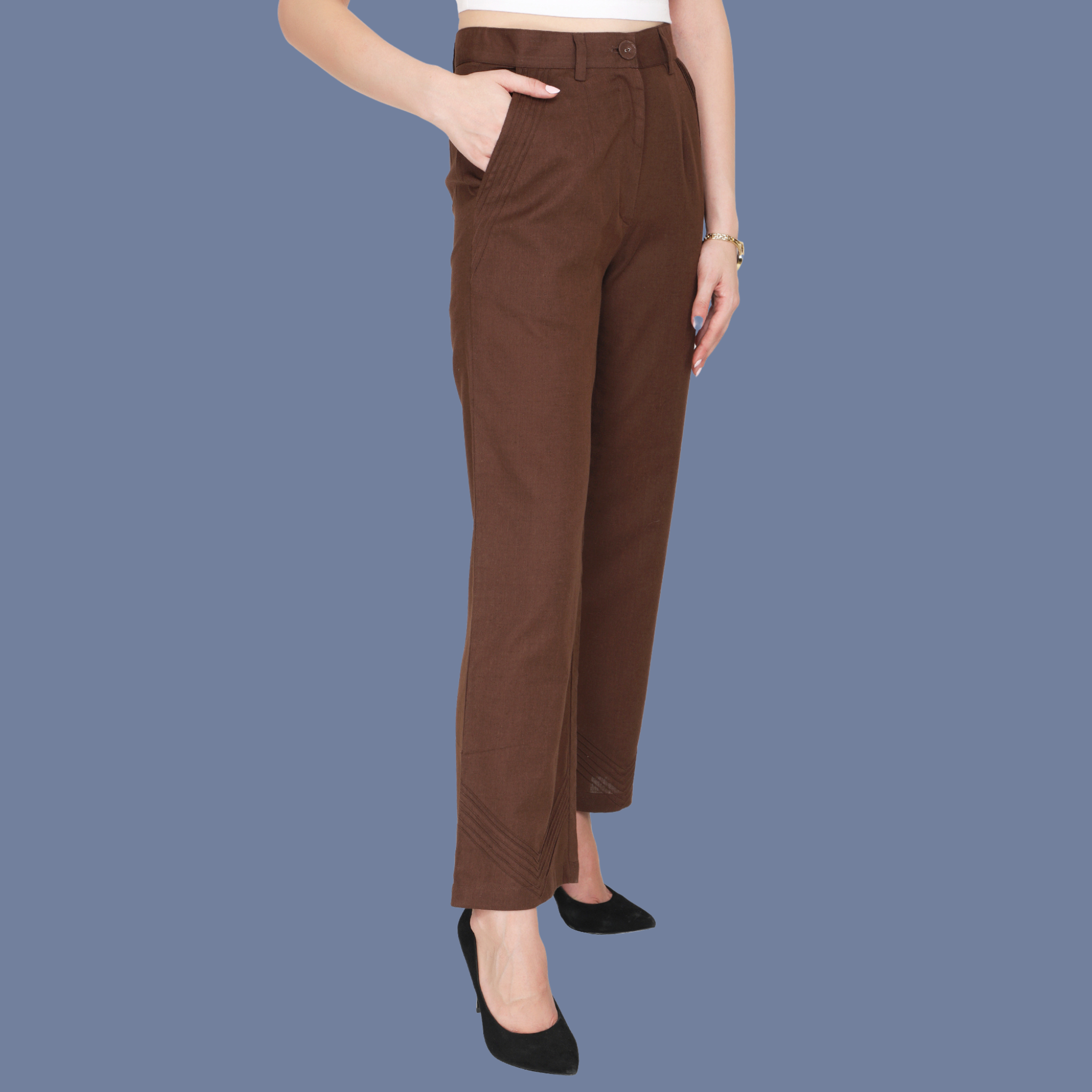 Guzella Classic Brown Straight Leg Pants for Women | G-line – G-Line